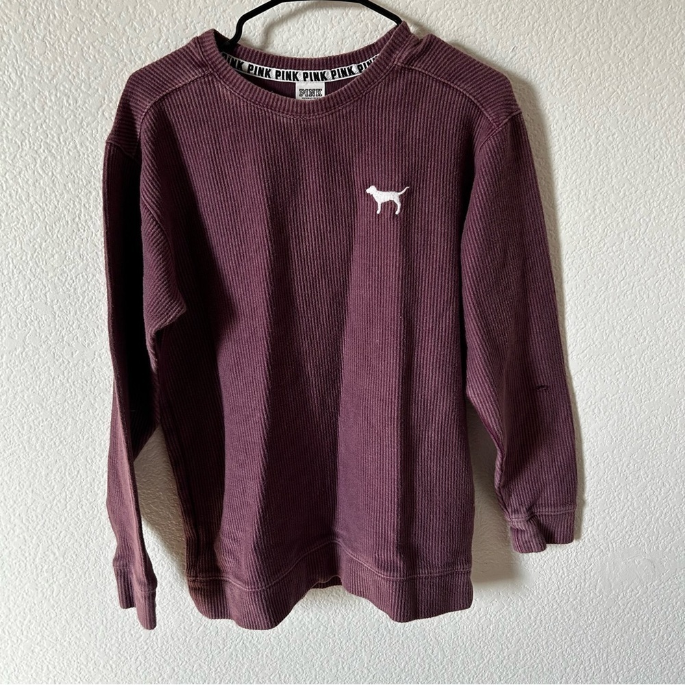 Victoria Secret’s Pink Dog Purple Ribbed Crewneck Sweater
